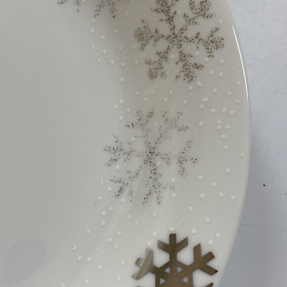 DANSK Snowflake Set of 3 Bread Butter Plates Gold Accents Discontinued - Picture 5 of 7